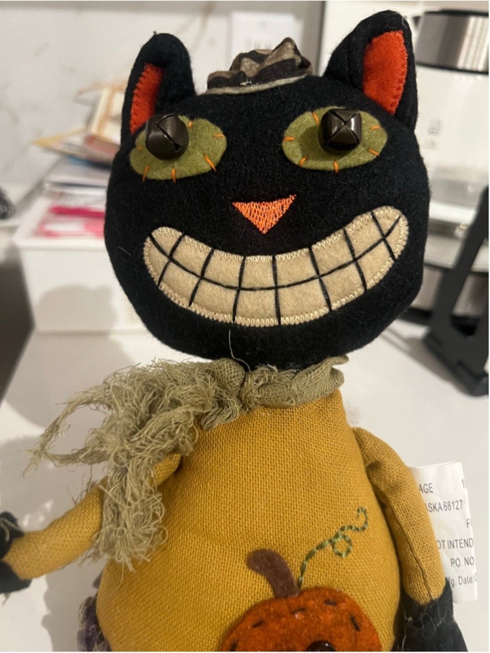 Terry’s Village Halloween Black Cat Pumpkin Shelf Sitter Doll 93/754 Handmade - Picture 7 of 9